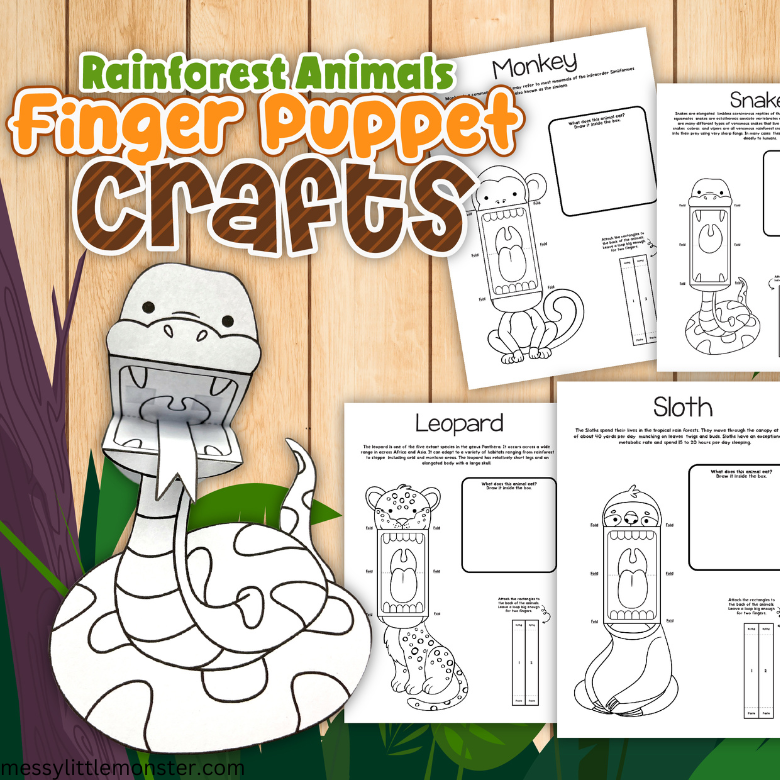 Jungle Animal Printable Finger Puppets Animal Finger Puppets Printable