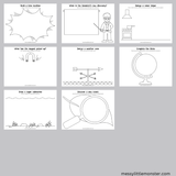 Science-themed coloring pages with various drawing prompts.