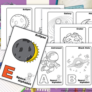 space alphabet coloring pages
