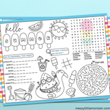 summer printable placemat for kids