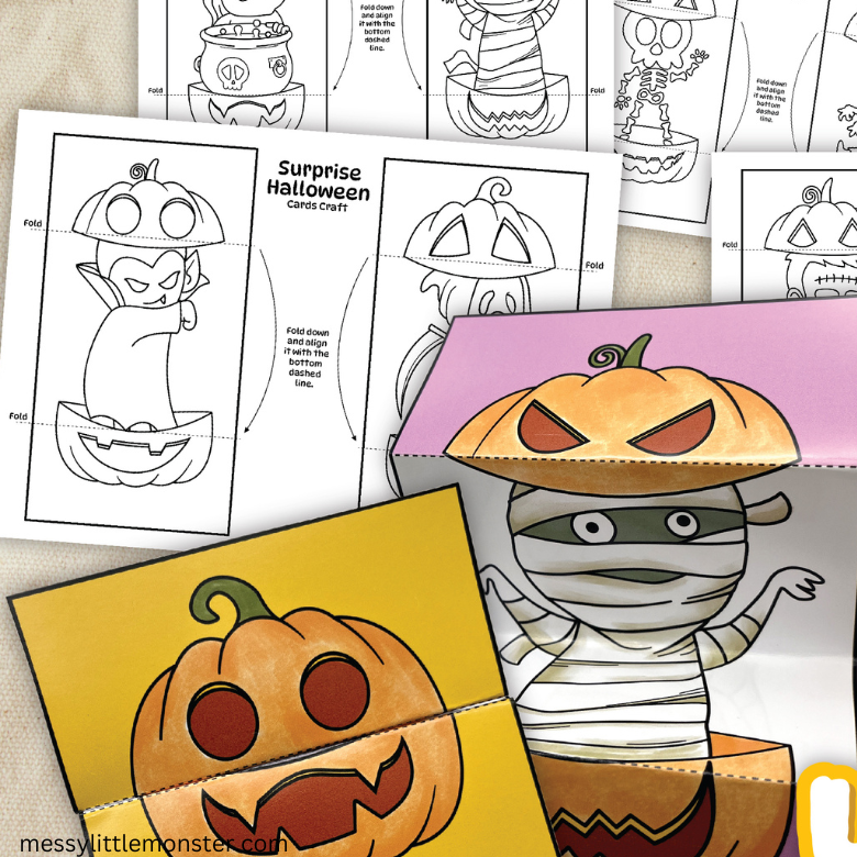 Surprise Printable Halloween Card Craft – Messy Little Monster Shop for Free Halloween Cut And Paste Printables
