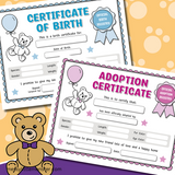 printable teddy bear birth certificates and adoption certificates