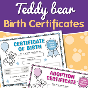 teddy bear birth certificates