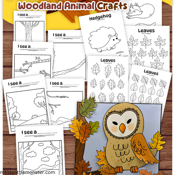 Woodland Coloring Pages 3D Craft Messy Little Monster Shop