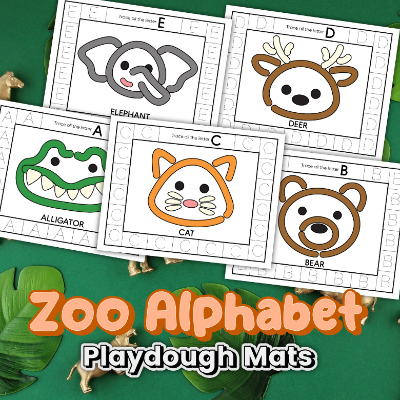 zoo-animal-alphabet-playdough-mats-messy-little-monster-shop for Free Printable Animal Playdough Mats Zoo Animal Alphabet Playdough Mats – Messy Little Monster Shop for Free Printable Animal Playdough Mats