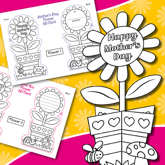 3D Printable Mothers Day Card to Color – Messy Little Monster Shop