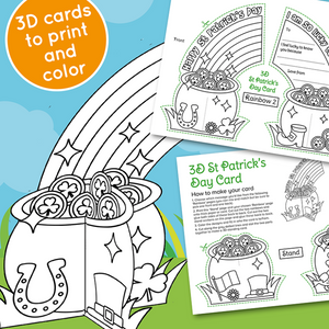 3d st patricks day card to color