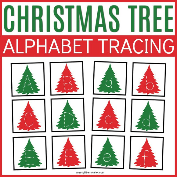 Christmas Tree Alphabet Tracing Cards