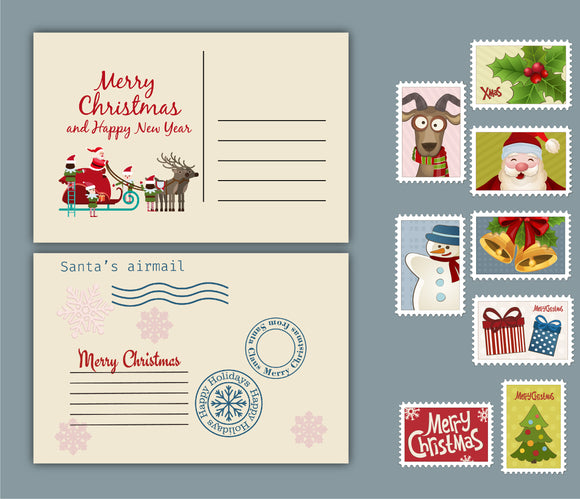 Santa letter with envelope and stamps
