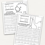 Dinosaur Punctuation Handwriting Sheets