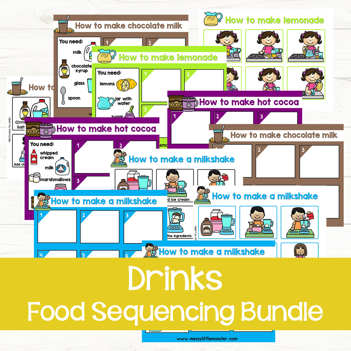 Activity Serial Food Sequencing Activities: Food Bundle – Messy Little Monster Shop