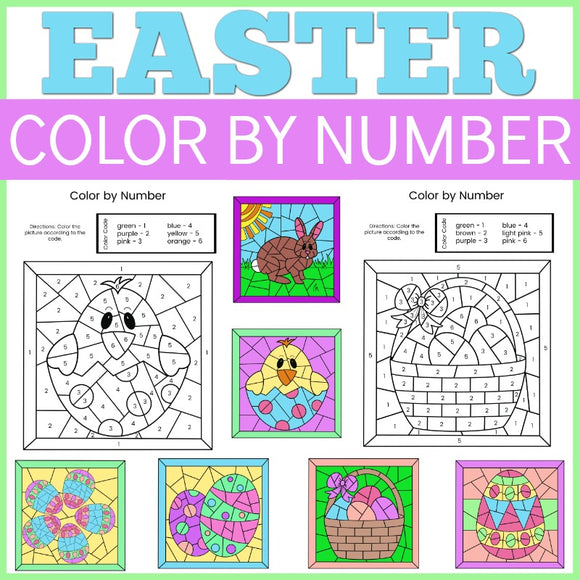 Easter Color by Number Sheets