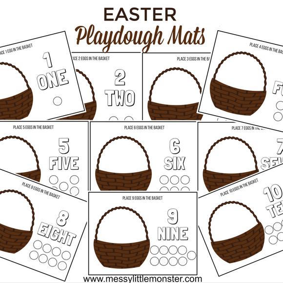 Easter counting playdough mats 