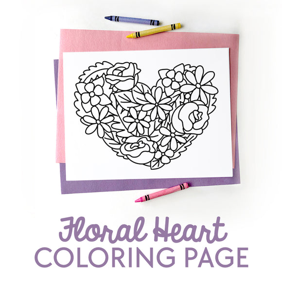 Floral Heart Valentine's Day Coloring Page