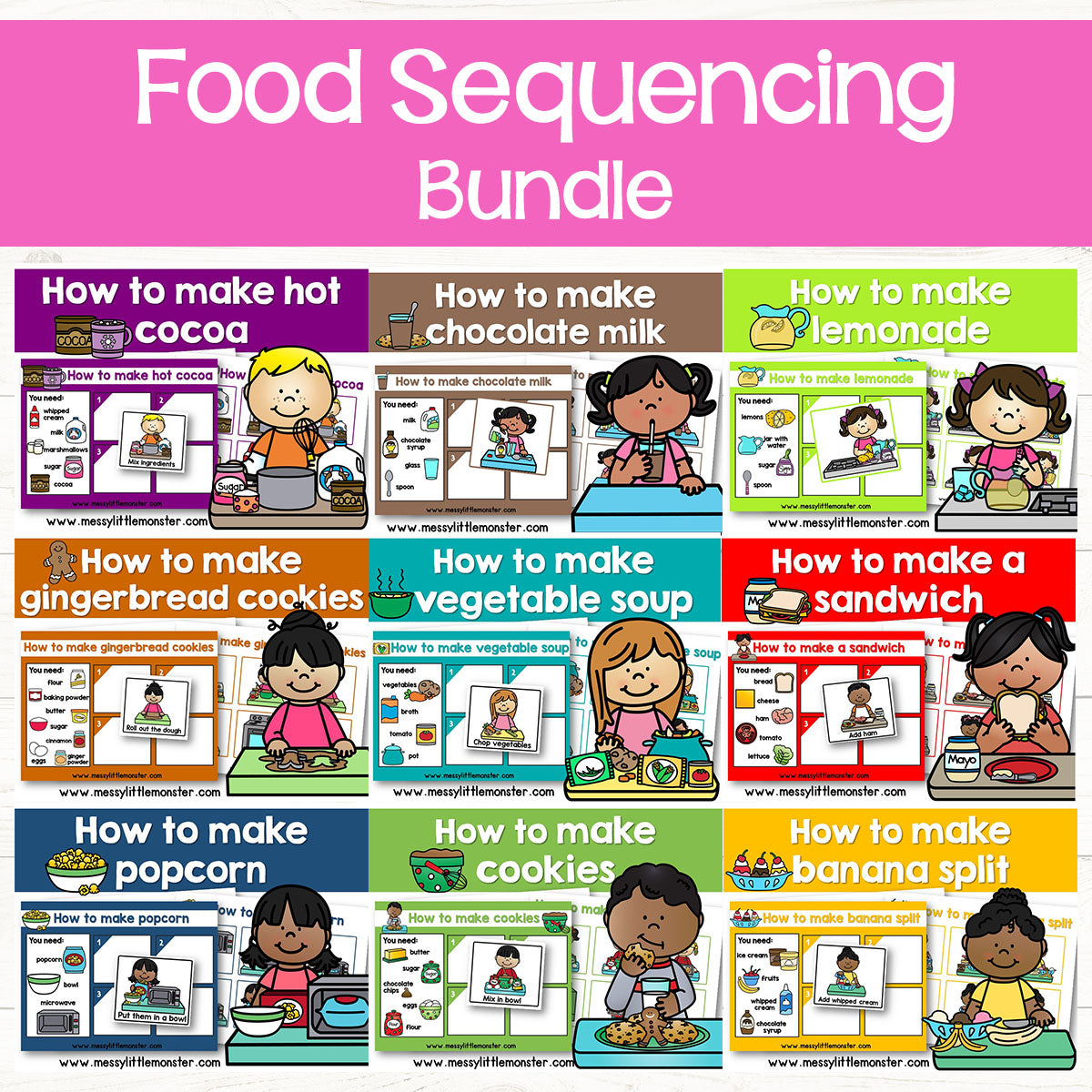 Activity Serial Food Sequencing Activities: Food Bundle – Messy Little Monster Shop