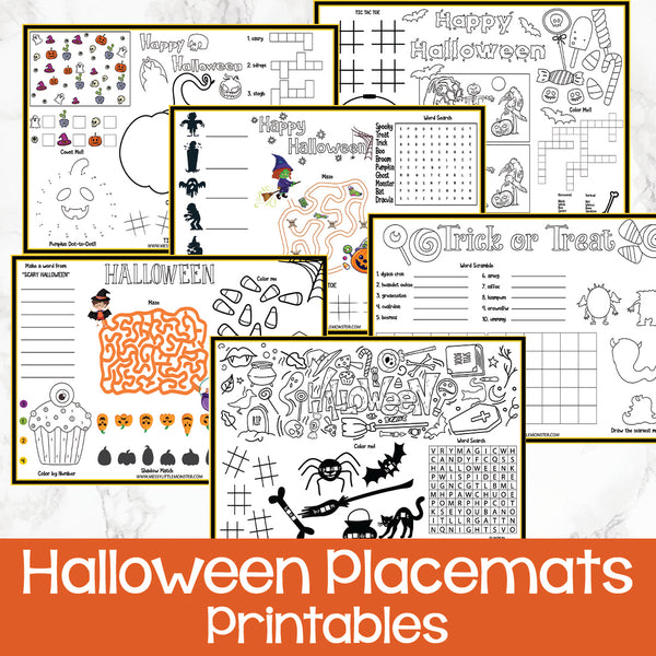 Paper Placemats Halloween Activity Placemats For Kids, Printable ...