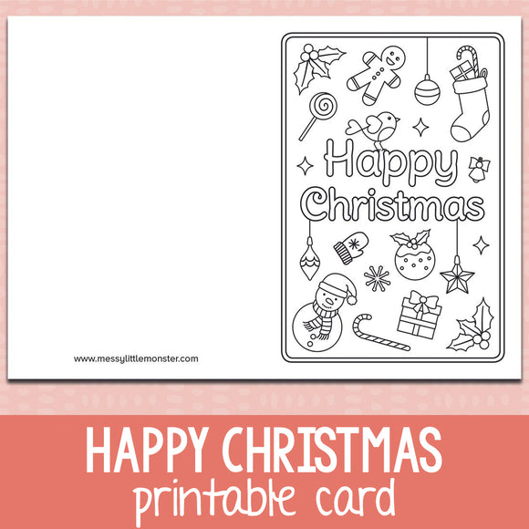 Happy Christmas | Color Your Christmas Card
