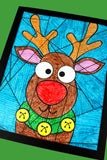 Christmas reindeer coloring page. 