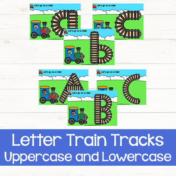 letter train track playdough mats lowercase and uppercase