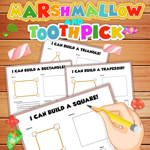 Marshmallow and Toothpick 2D Shapes