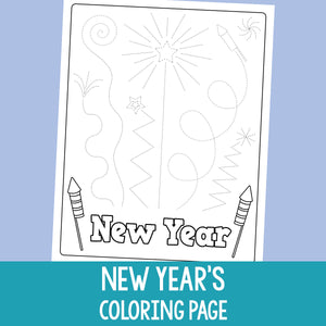 Ring in the new year with this New Year coloring and tracing sheet.
