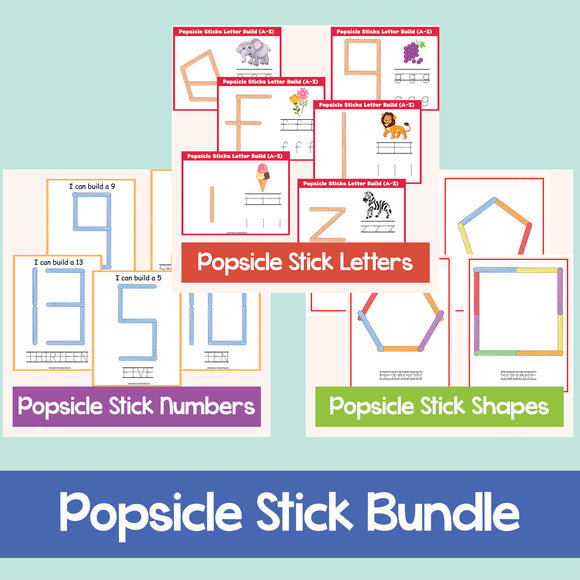 Popsicle Stick Bundle - Shapes, Numbers, Letters