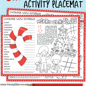 Printable Placemats for Kids - Christmas