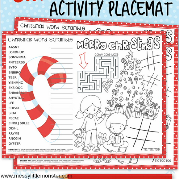 Printable Placemats for Kids - Christmas