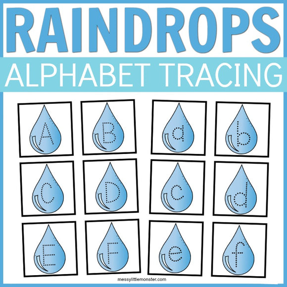 Raindrops Alphabet Tracing Cards