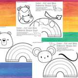 Rainbow Animals Color, Cut and Glue Activity