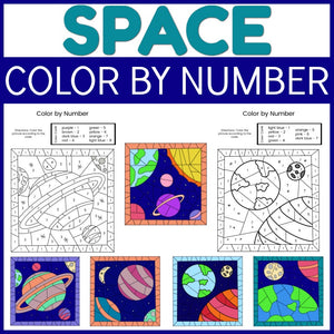 Space Color by Number Sheets