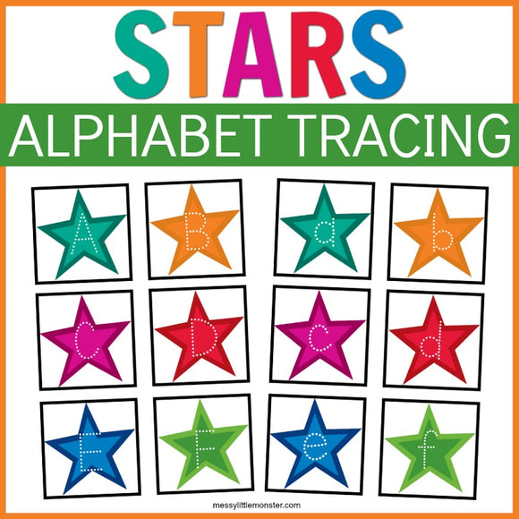 Star Alphabet Tracing Cards
