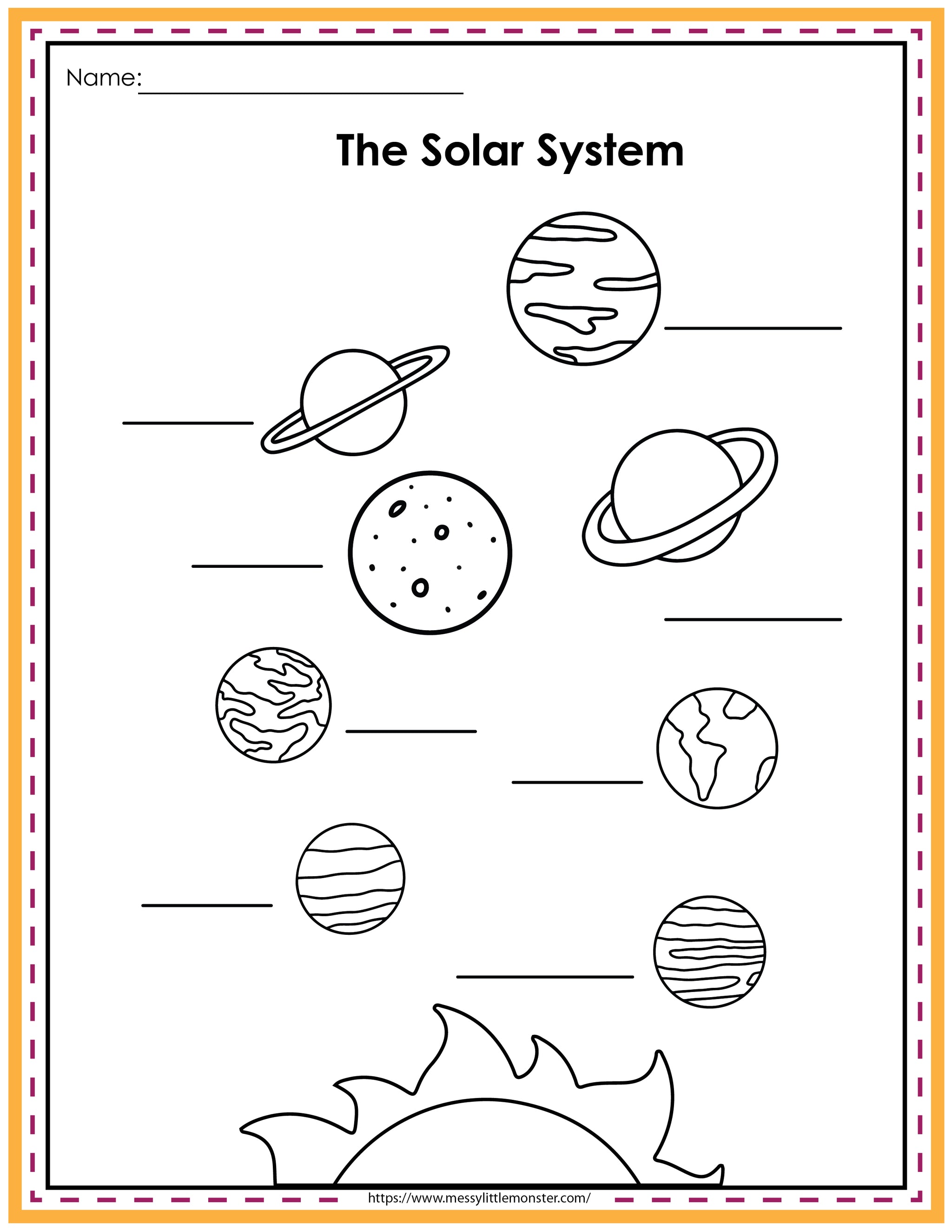 Solar System Matching Worksheets