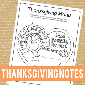 Printable thanksgiving notes. I am thankful for you.
