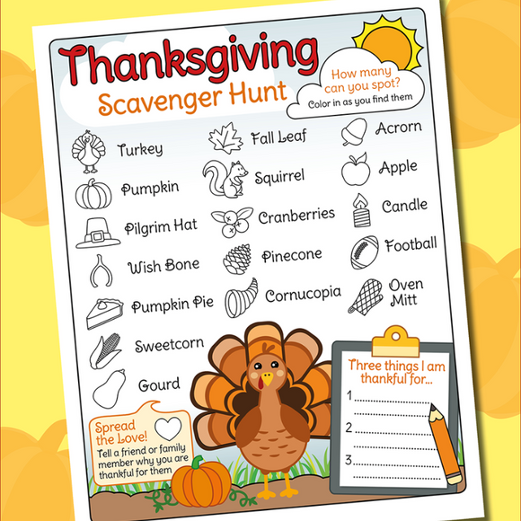 Thanksgiving scavenger hunt for kids