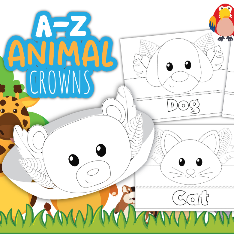a-z-animal-crowns-printable-messy-little-monster-shop for Free Printable Animal Crown Templates A-Z Animal Crowns Printable – Messy Little Monster Shop for Free Printable Animal Crown Templates
