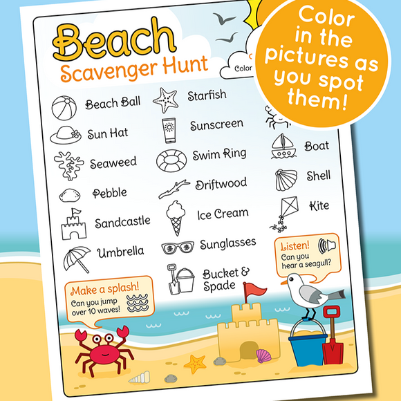 Beach scavenger hunt for kids