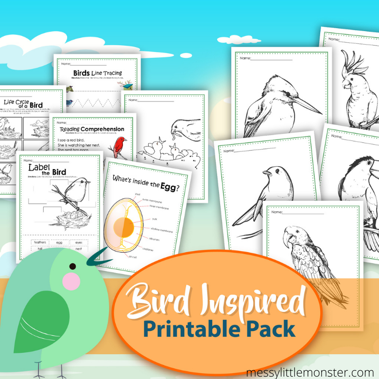 Printable Bird Worksheets and Bird Coloring Pages for Kids – Messy ...