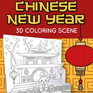 chinese new year coloring 3d scene