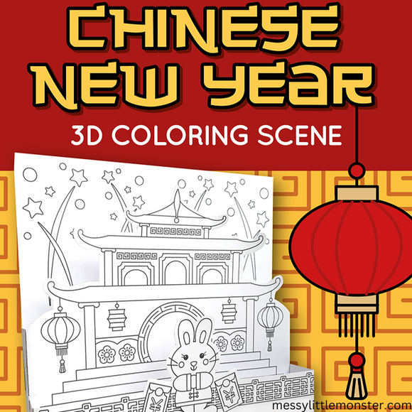 chinese new year coloring 3d scene