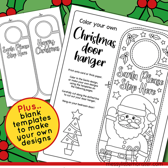 Christmas Door Hanger Template Messy Little Monster Shop