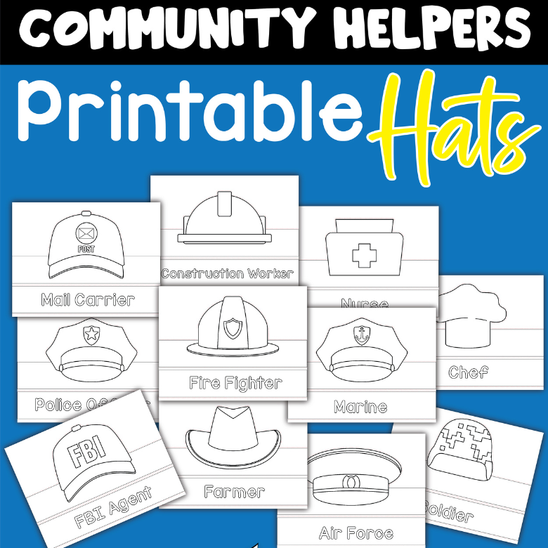 Community Helpers Paper Hats Printable Messy Little Monster Shop