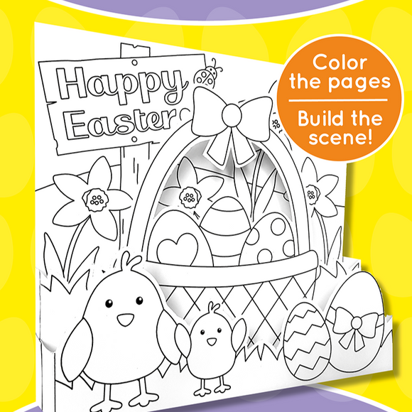 Easter Colouring Pages - 3D Easter Scene