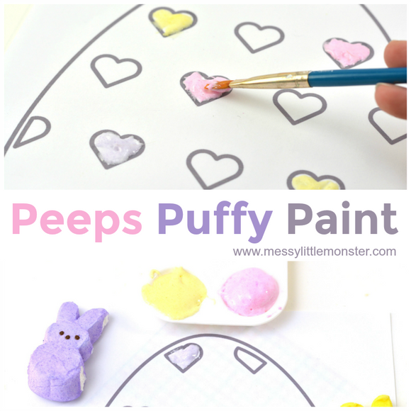 Peeps Puffy Paint Heart Coloring Sheet