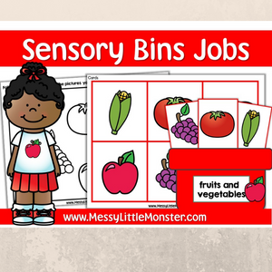 Fruit and Vegetables Sensory Bin Printables