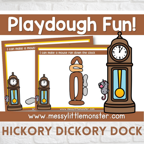 Hickory Dickory Dock Nursery Rhyme Playdough Mats 