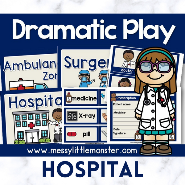 Hospital Dramatic Play Printables – Messy Little Monster Shop for Free Doctor Dramatic Play Printables