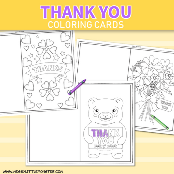 Kids Thank You Coloring Cards