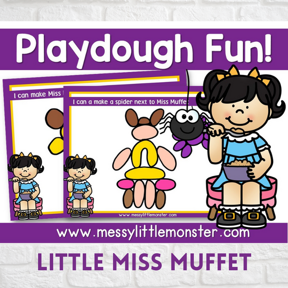 Little miss muffet nursery rhyme playdough mats