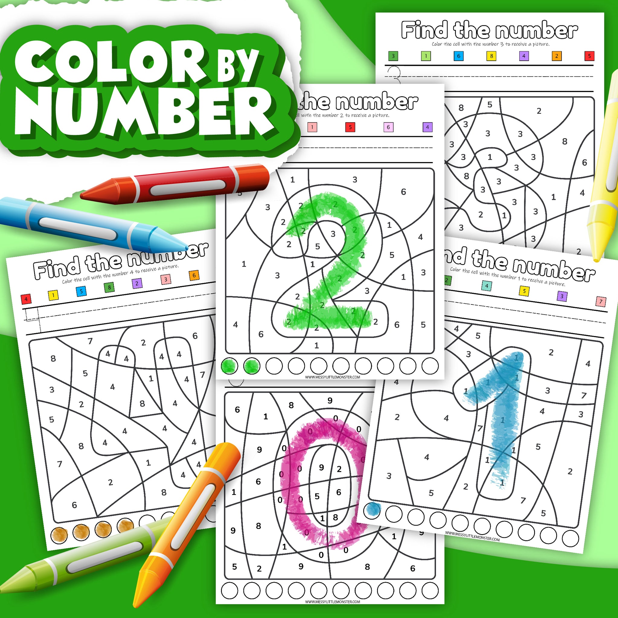 Color by Number Find the Number – Messy Little Monster Shop